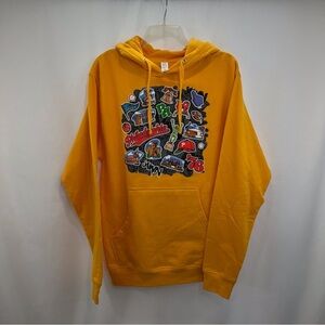 Philadelphia Graphic Print Pullover Hoodie Juniors Small Orange Mid Pocket